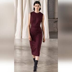 ZARA Burgundy Midi Wool blend Dress ZW Collection ✨️